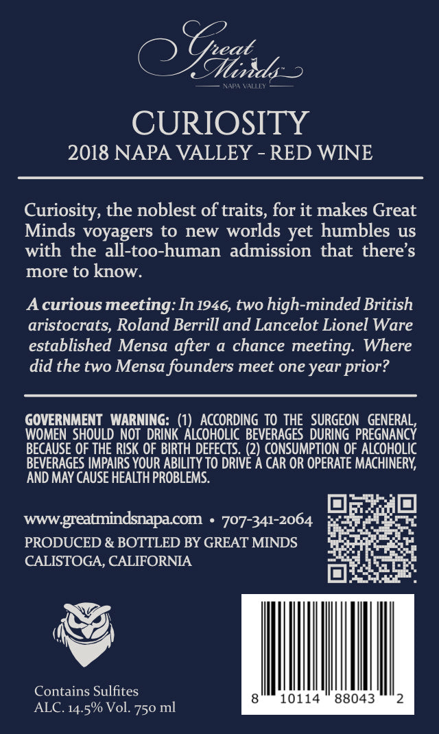 Curiosity - 2018 Red Wine - Napa Valley