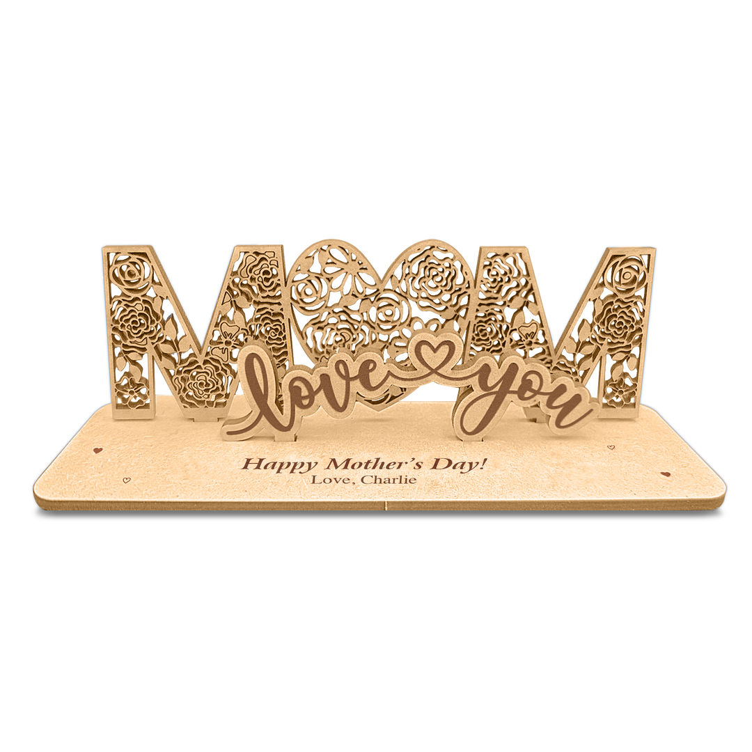 Love You, Mom - 3D Wood Card