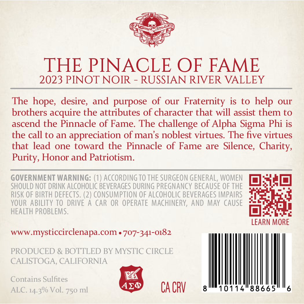 Mystic Circle - The Pinnacle of Fame - 2023 Pinot Noir, Russian River Valley