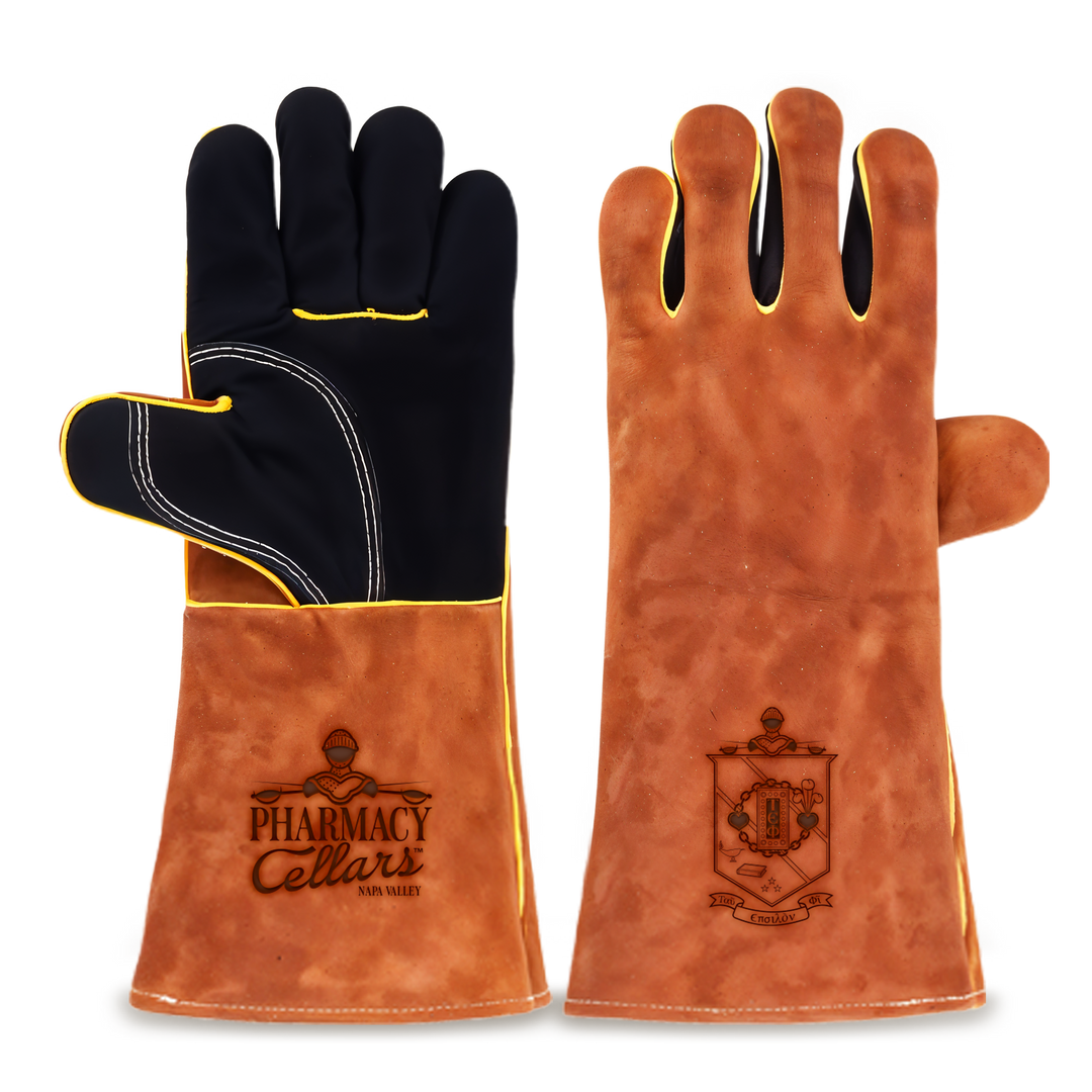 Heat-Resistant Leather Suede BBQ Grilling Gloves