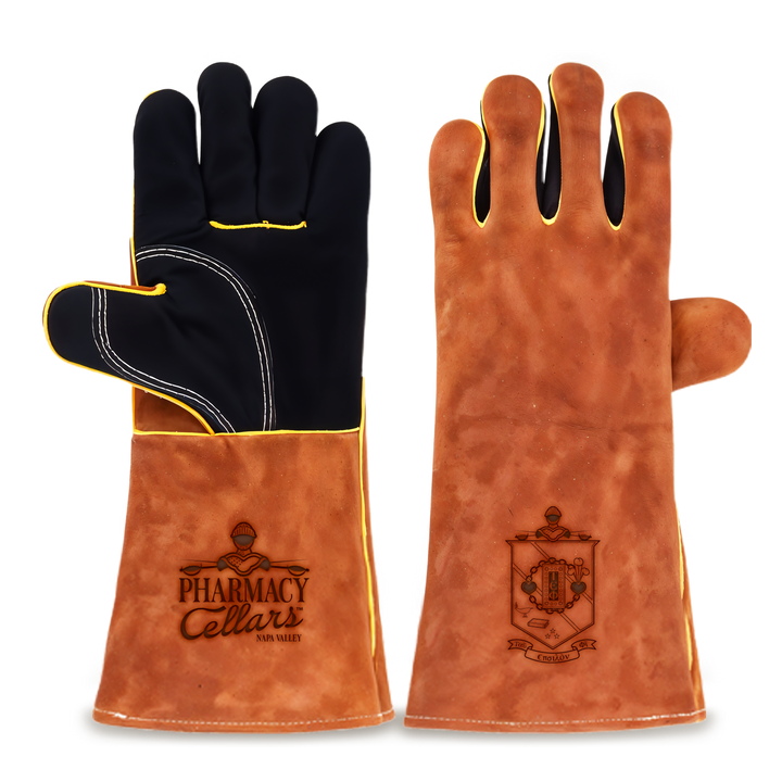 Heat-Resistant Leather Suede BBQ Grilling Gloves