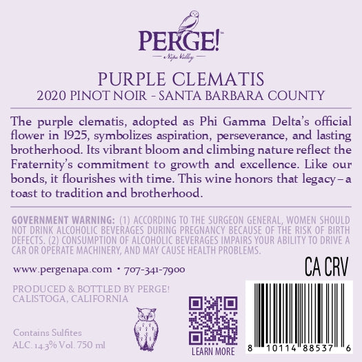 Purple Clematis - 2020 Pinot Noir - Santa Barbara County