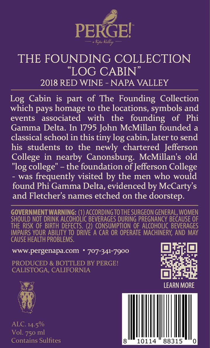 The Founding Collection: LOG CABIN - 2018 Red Wine - Napa Valley