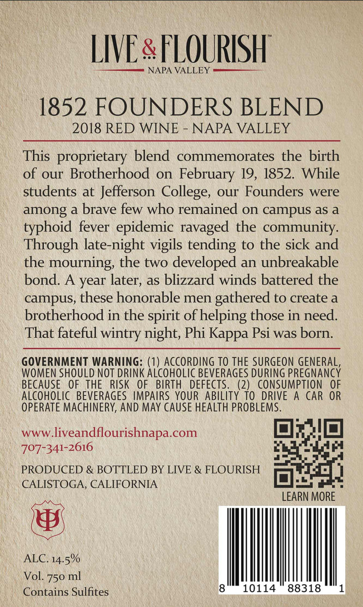 1852 FOUNDERS BLEND - 2018 Red Wine - Napa Valley