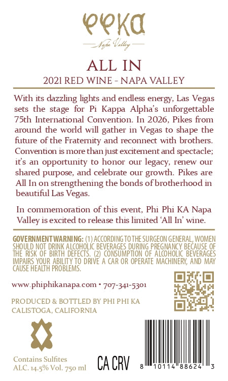 Phi Phi KA - ALL IN - 2021 Red Wine - Napa Valley