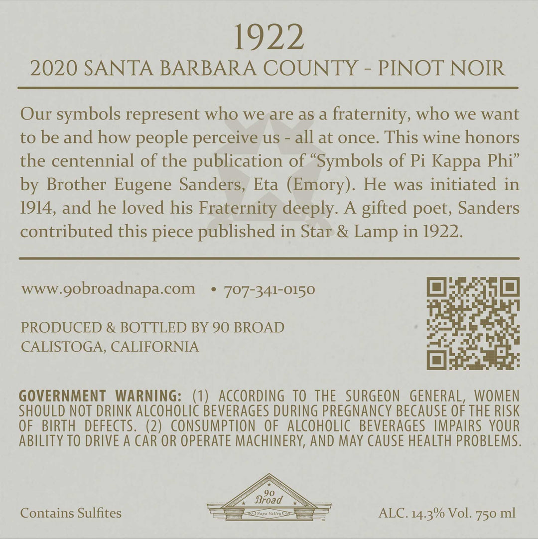 1922 - 2020 Pinot Noir - Santa Barbara County