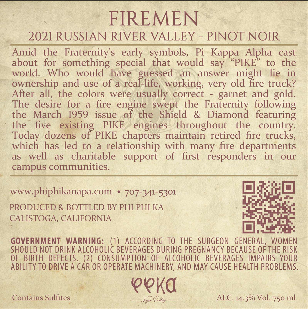 Firemen - 2021 Pinot Noir - Russian River Valley