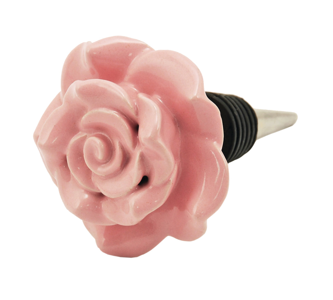 Pink Ceramic Rose Wine Stopper