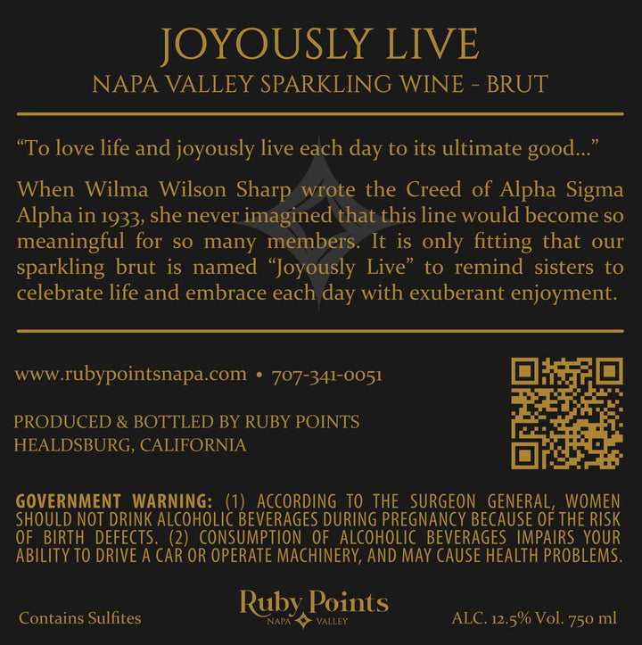 Joyously Live - Sparkling Brut – Méthode Champenoise – Napa Valley