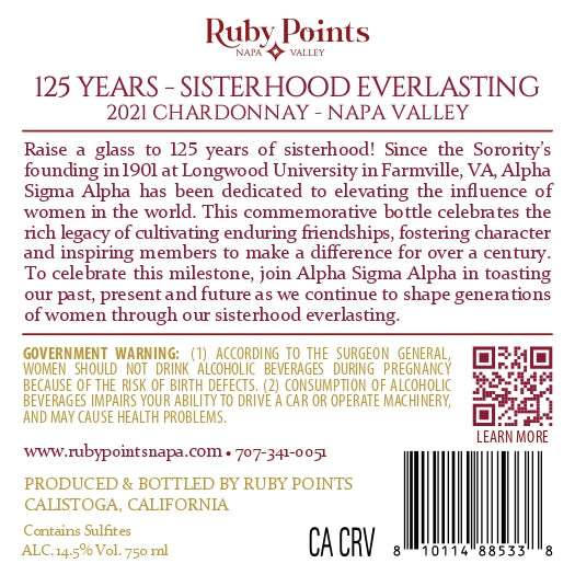 Sisterhood Everlasting 125 Years - 2021 Chardonnay - Napa Valley
