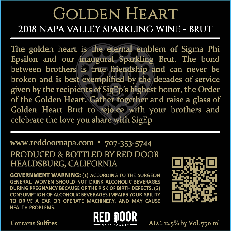 Golden Heart - 2018 Sparkling Brut -  Méthode Champenoise - Napa Valley