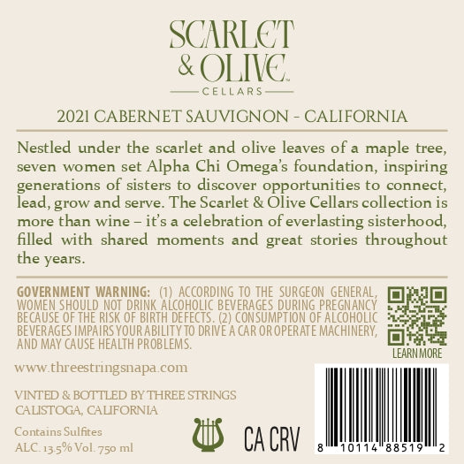 Scarlet & Olive Cellars - 2021 Cabernet Sauvignon - California