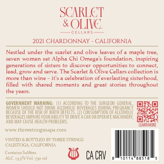 Scarlet & Olive Cellars - 2021 Chardonnay - California