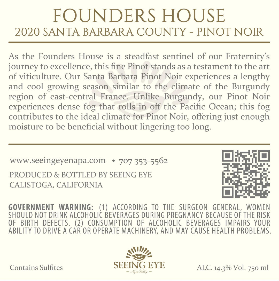 Founders House - 2020 Pinot Noir - Santa Barbara County