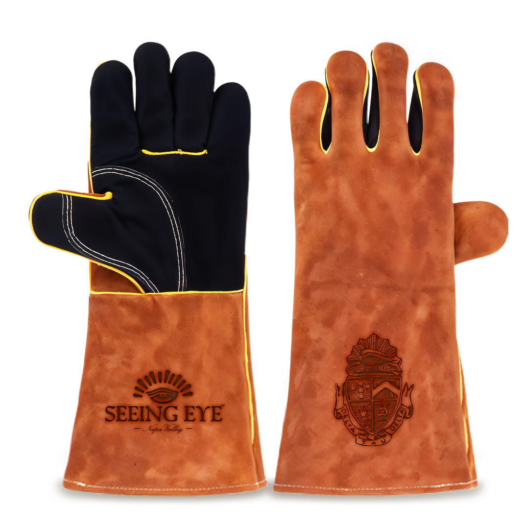 Heat-Resistant Leather Suede BBQ Grilling Gloves