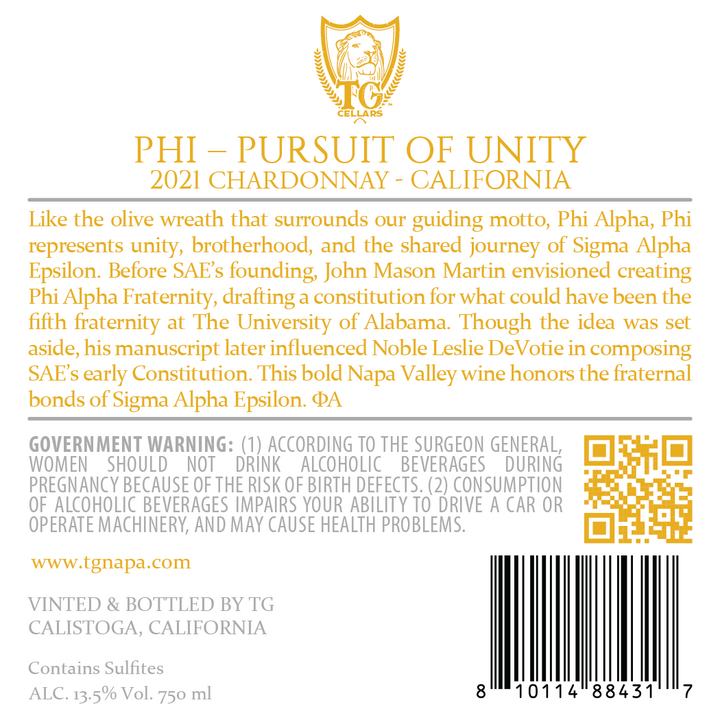 Phi - Pursuit of Unity - 2021 Chardonnay - California