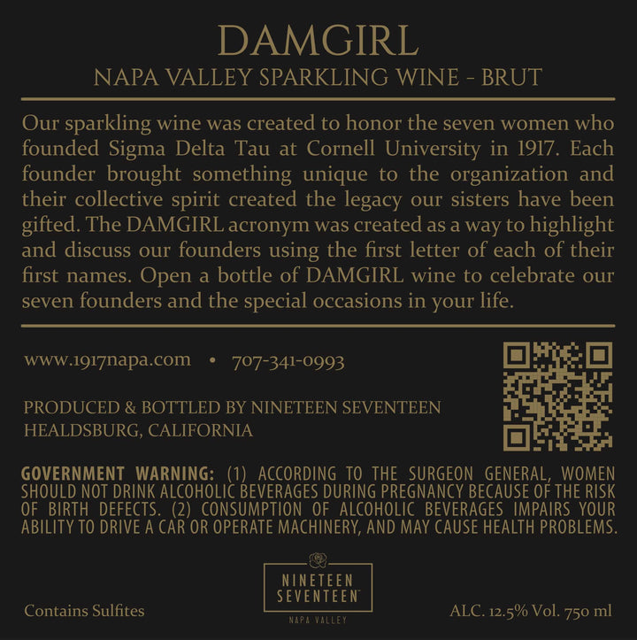 DAMGIRL - Sparkling Brut - Méthode Champenoise - Napa Valley