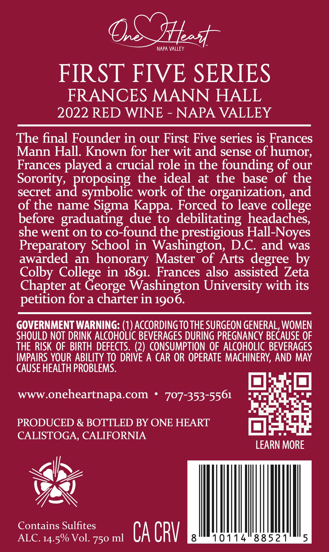 Frances Mann Hall - 2022 Red Wine - Napa Valley