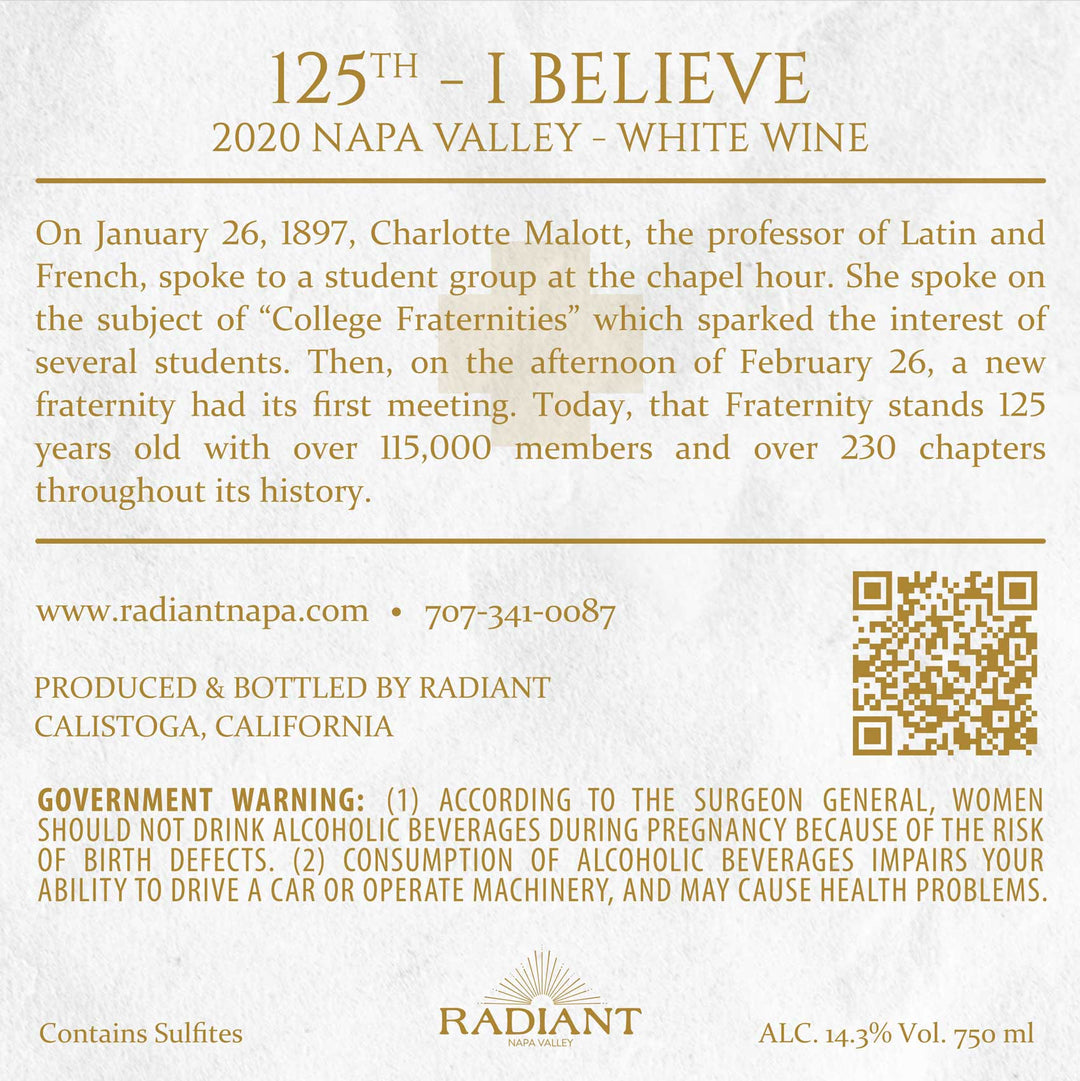 125 Years - I Believe - 2020 Cuvée Blanc - Napa Valley