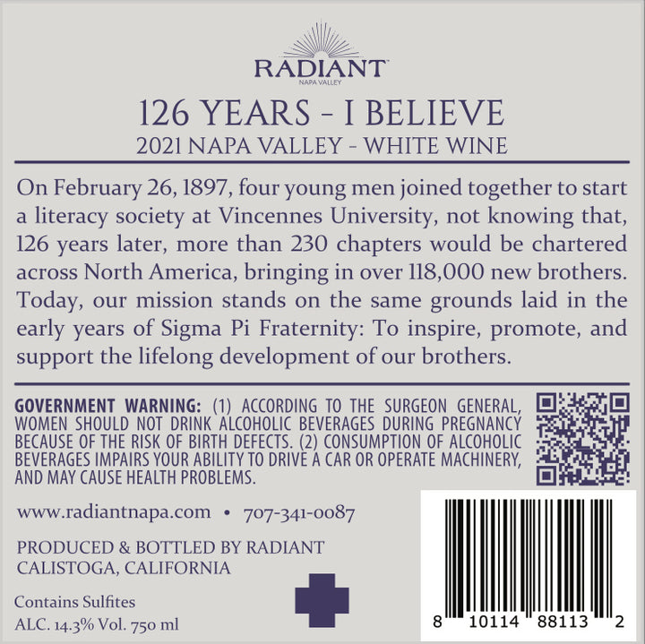 126 Years - I Believe - 2021 Cuvée Blanc - Napa Valley