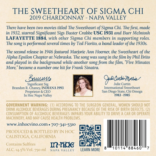 The Sweetheart of Sigma Chi - 2019 Chardonnay - Napa Valley