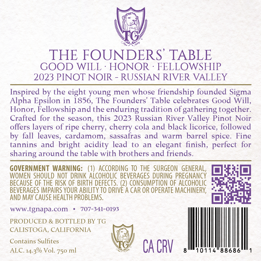 The Founders' Table - 2023 Pinot Noir - Russian River Valley
