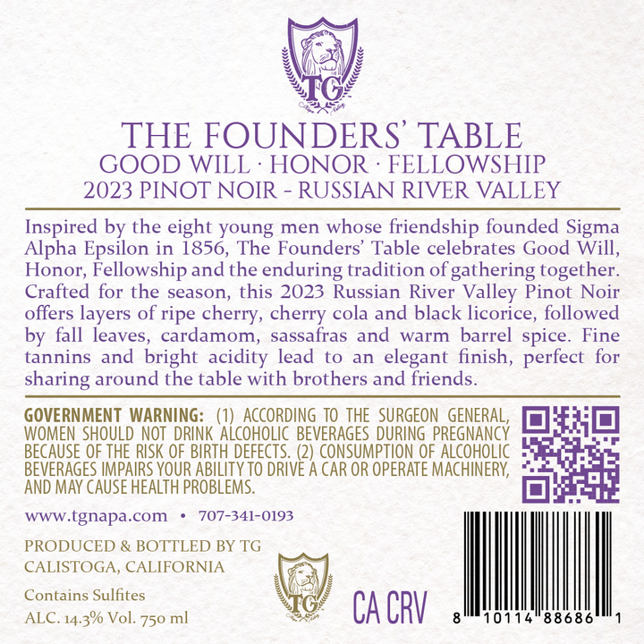 The Founders' Table - 2023 Pinot Noir - Russian River Valley