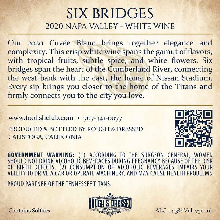 Six Bridges - 2020 Cuveé Blanc - Napa Valley