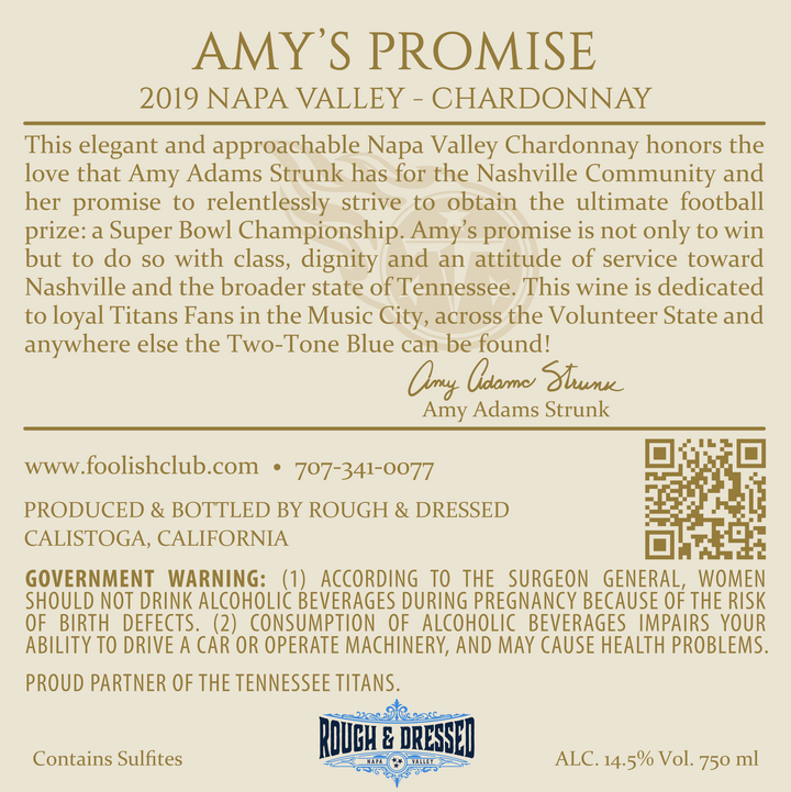 Amy’s Promise - 2019 Chardonnay – Napa Valley