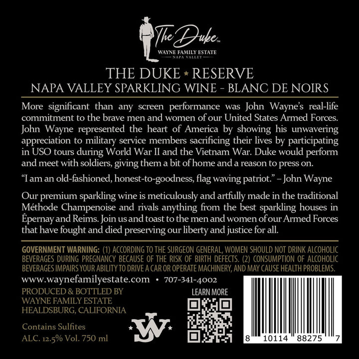 The Duke - Sparkling Blanc de Noirs – Reserve – Méthode Champenoise – Napa Valley