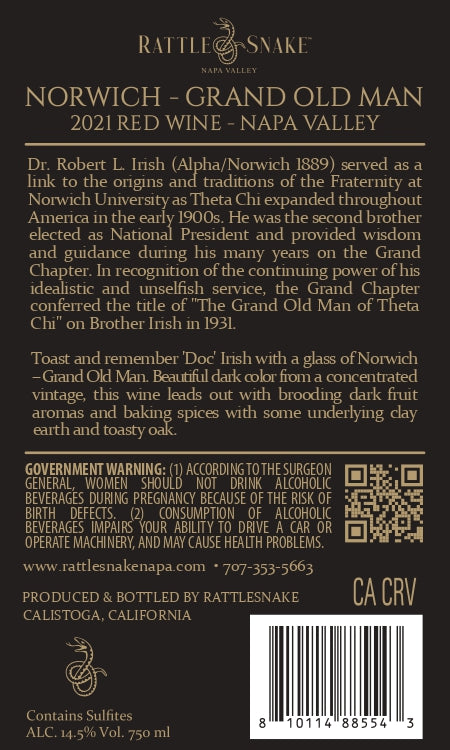Norwich - Grand Old Man - 2021 Red Wine - Napa Valley