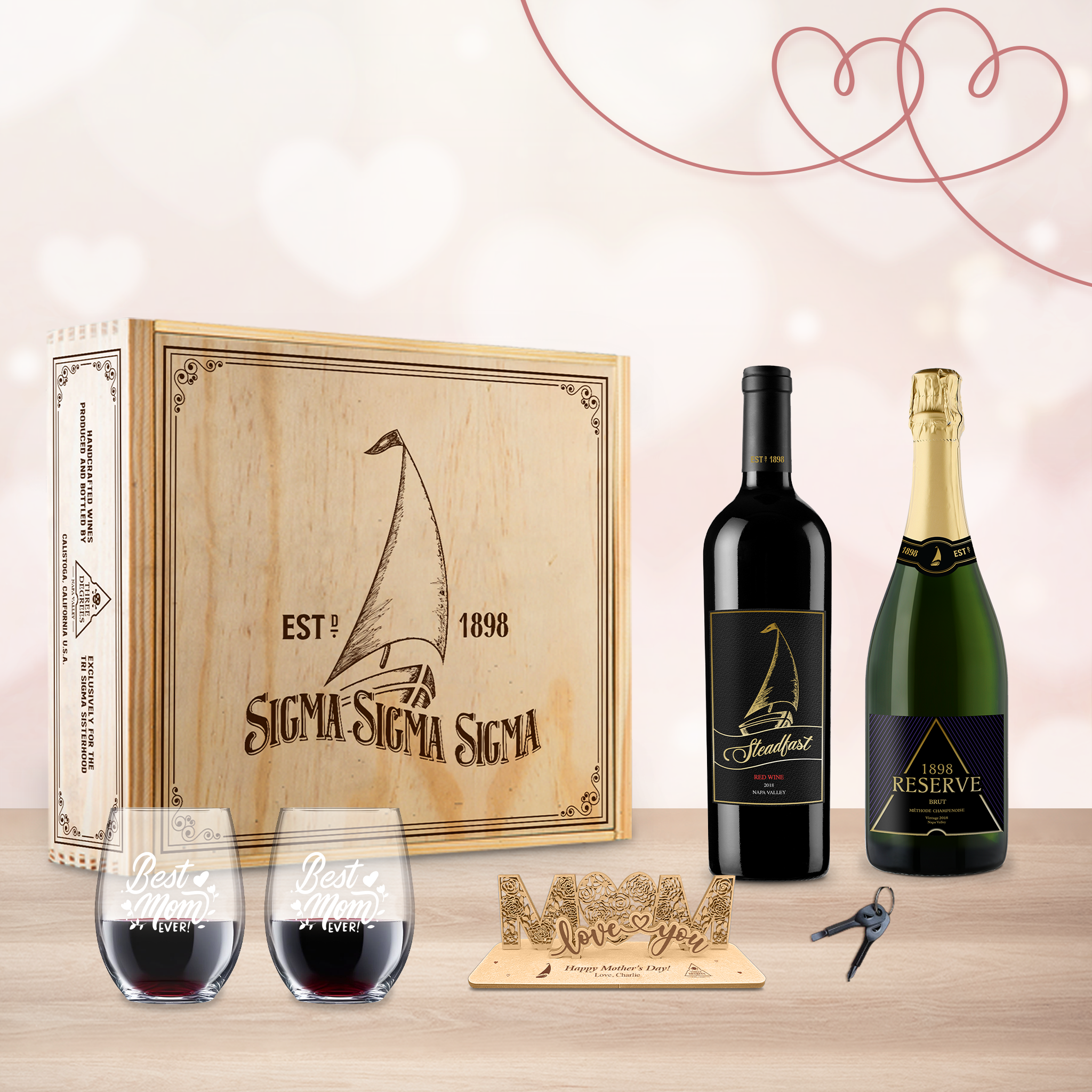 Best Mom Ever プリザーブドリアルワイン レッドローズ 引き出し エターナル プリザーブドワイン レッドローズフラワー ネックレス付き 100言語ギフ＿並行輸入品 Best Mom Ever Mother\u0027s Day Wine Label + Card - Ritzy Rose