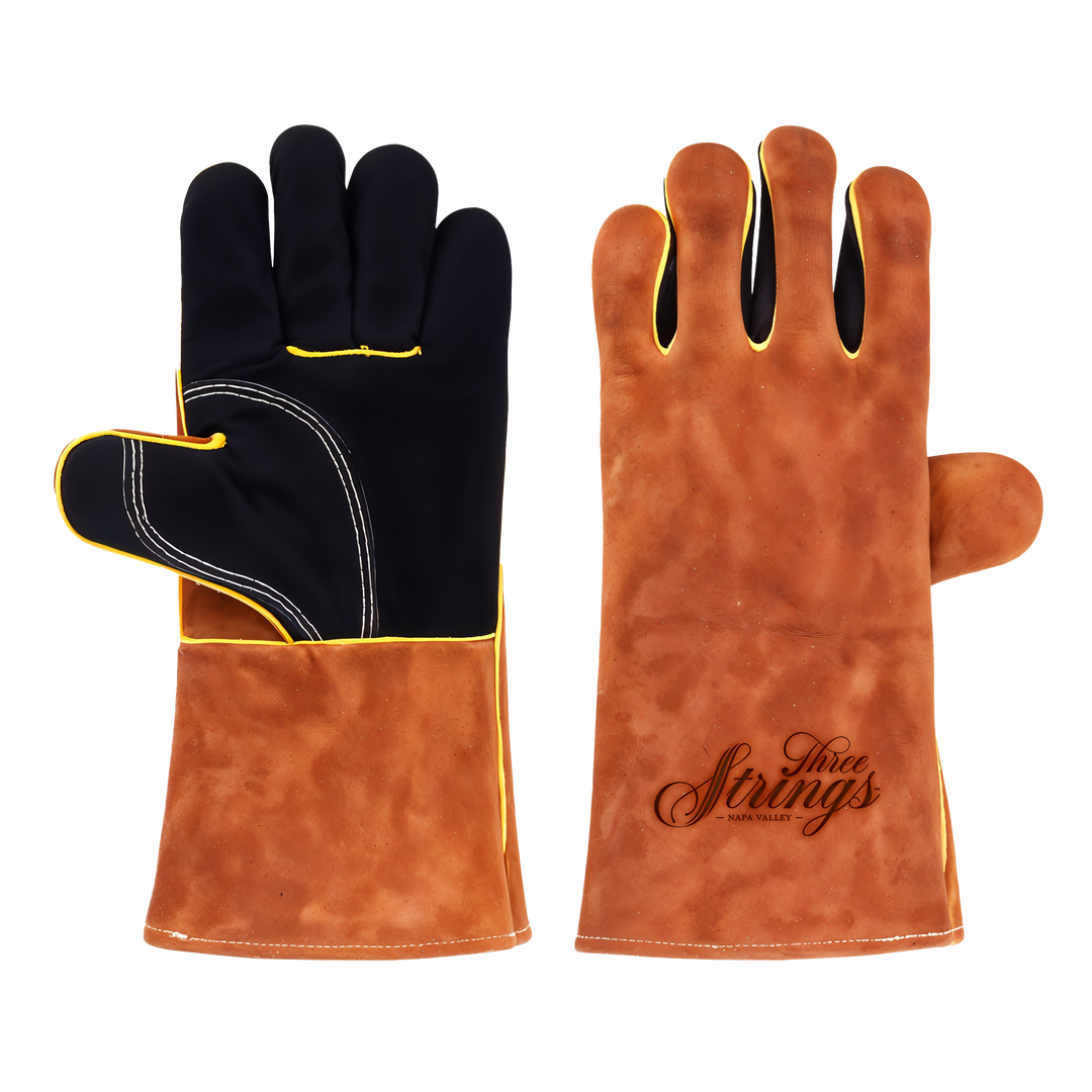 Heat-Resistant Leather Suede BBQ Grilling Gloves