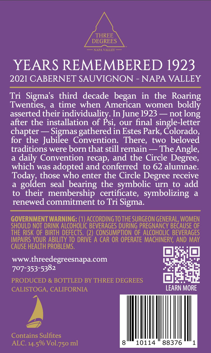 Years Remembered - 1923 - 2021 Cabernet Sauvignon - Napa Valley