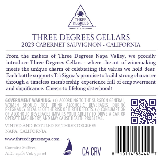 Three Degrees Cellars - 2023 Cabernet Sauvignon - California