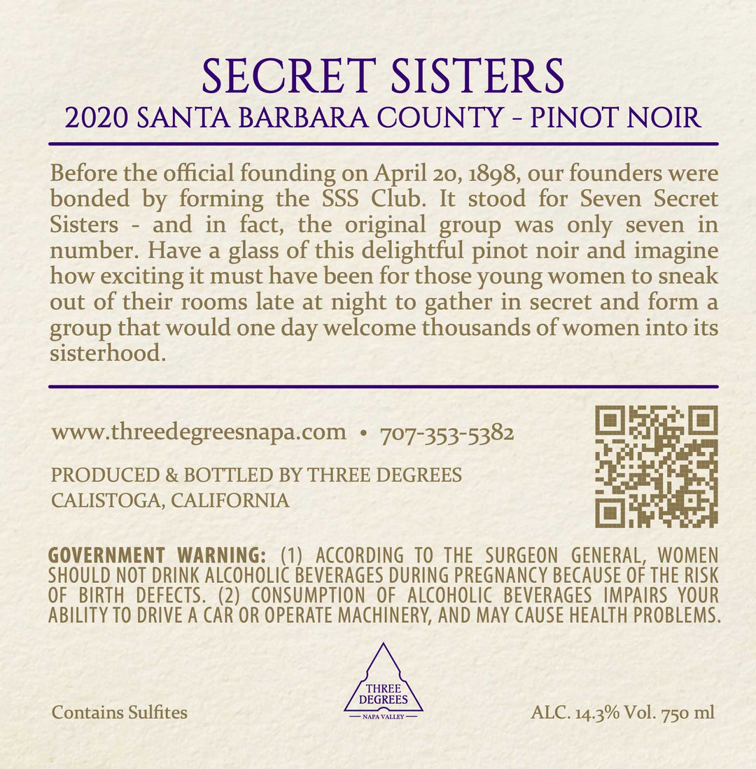 Secret Sisters - 2020 Pinot Noir - Santa Barbara County