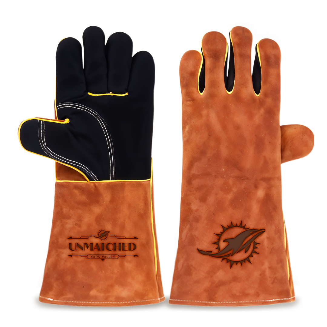 Heat-Resistant Leather Suede BBQ Grilling Gloves