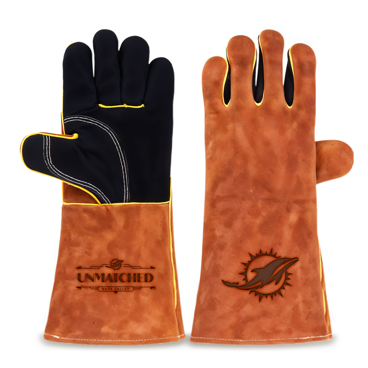 Heat-Resistant Leather Suede BBQ Grilling Gloves