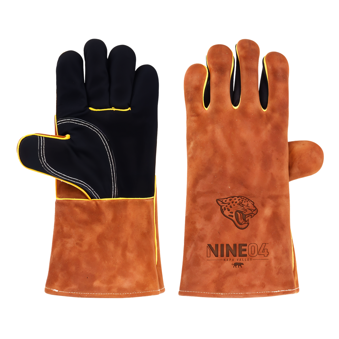 Heat-Resistant Leather Suede BBQ Grilling Gloves