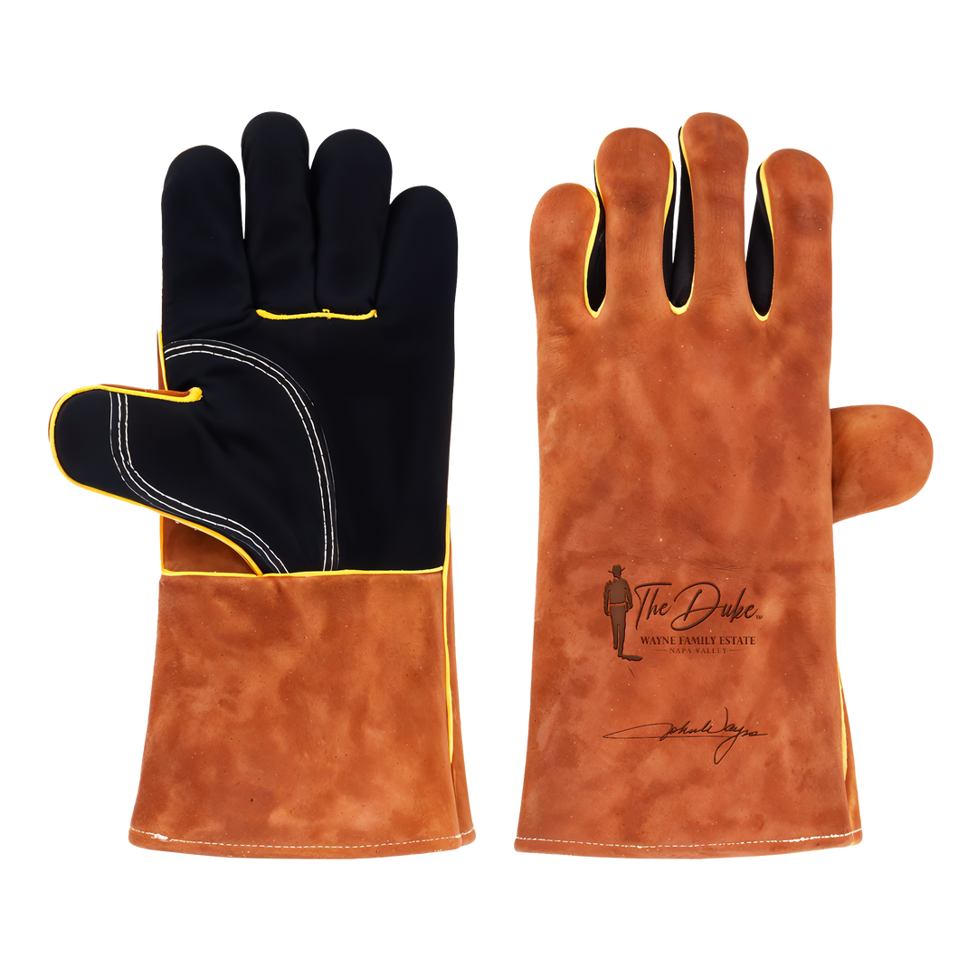 Heat-Resistant Leather Suede BBQ Grilling Gloves