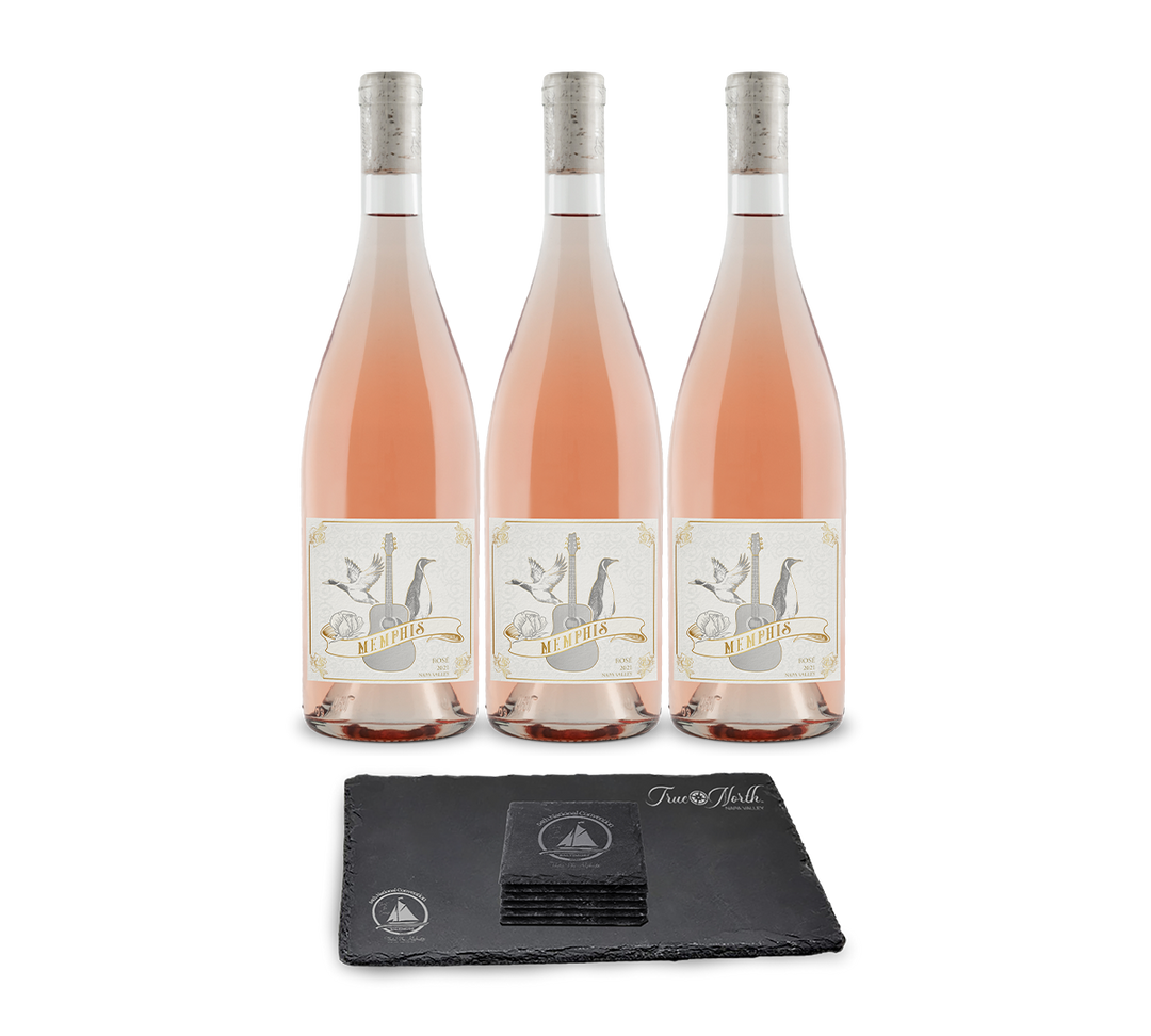 3-Bottle Memphis Rosé w/6 Slate Coasters & Slate Board