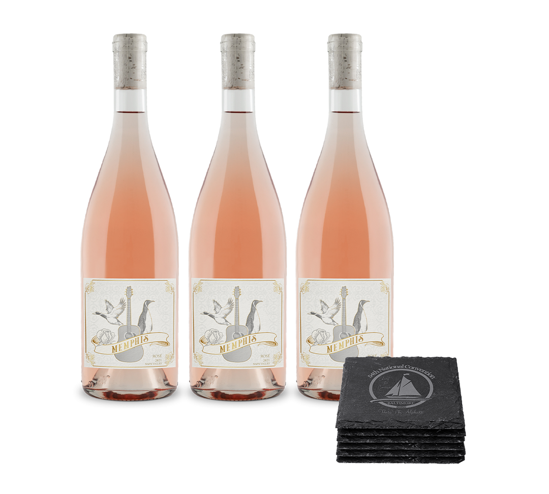 3-Bottle Memphis Rosé w/6 Slate Coasters